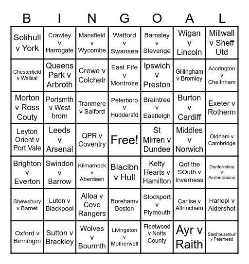 Player Bingo Card