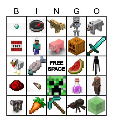 Minecraft Bingo Game Bingo Card