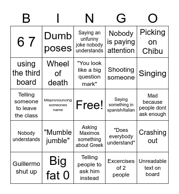 Enzo Bingo Card