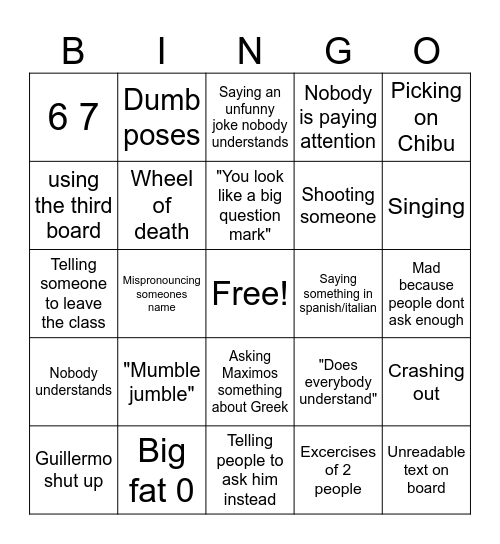 Enzo Bingo Card
