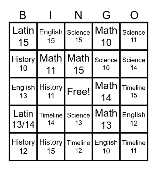 Foundations Review Bingo Card