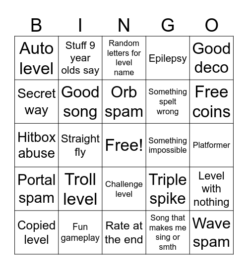 Recent tab bingo Card