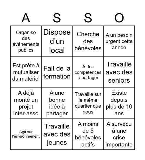 Le Bingo des Assos Bingo Card