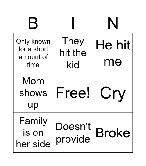 What will she do Bingo Card