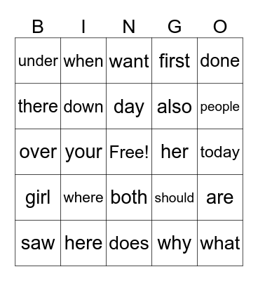 Let's Play BINGO! Bingo Card