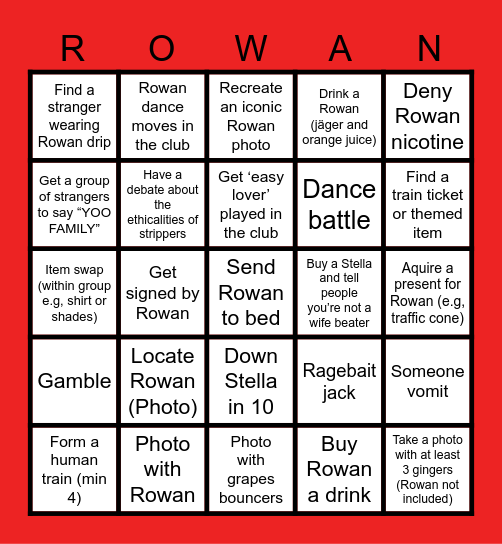 ROWAN BIRTHDAY BINGO! Bingo Card