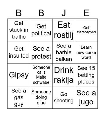 Beograd bingo jebote Bingo Card