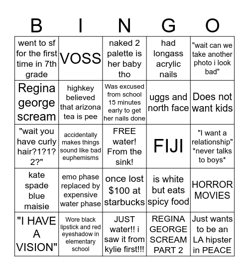 Gabriella steele bingo Card