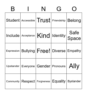 Respect For All Bingo Card