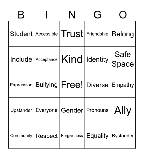 Respect For All Bingo Card