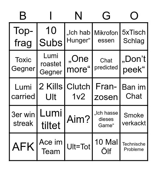 Lumi Bingo Card