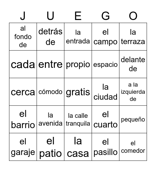 SpC 3.2 - En Mi Casa Bingo Card