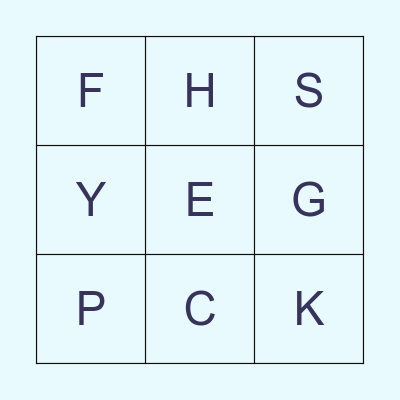 ALPHABET BINGO 3x3 Bingo Card