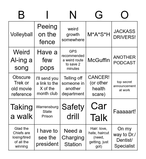 Alex Bingo Card