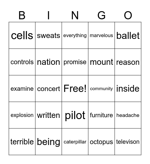 3rd Grade MOY Bingo Card