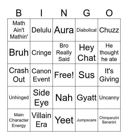 BRAINROT BINGO Card