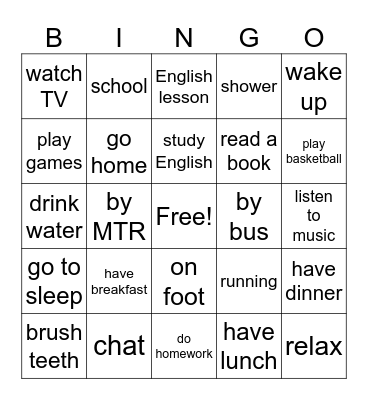 What do you do every day? Bingo Card