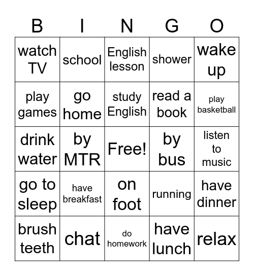 What do you do every day? Bingo Card