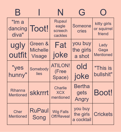 Atilon Bingo April 10th! Bingo Card