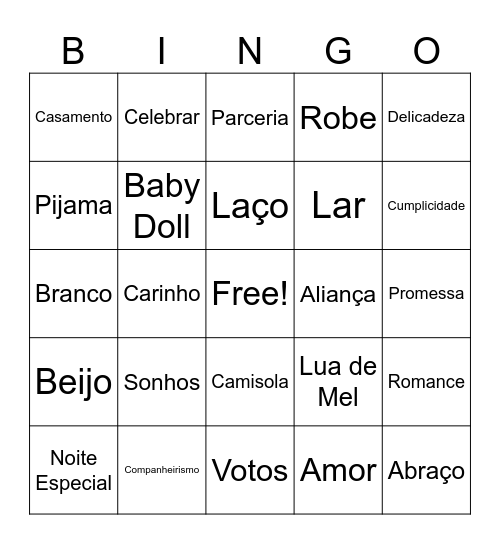 Chá de Lingerie da Deh❤️ Bingo Card