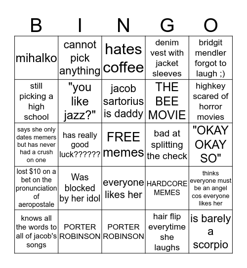 Ashley Bingo Card