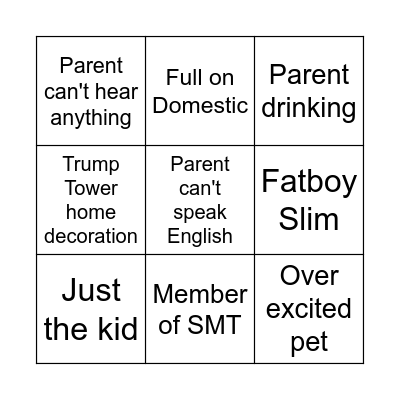 Parents Evening Bingo Card