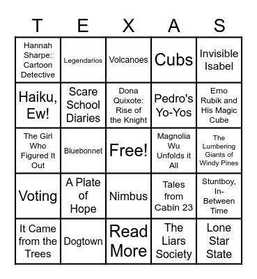 Bluebonnet 2025 Bingo Card