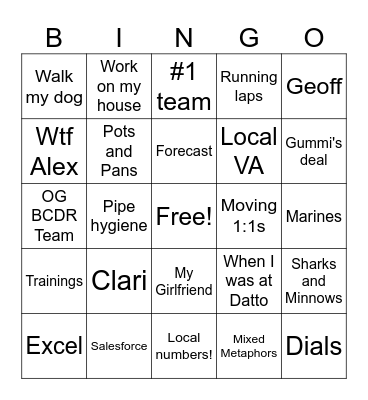 Morning Huddle Bingo Card