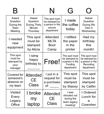 February Bingo Card