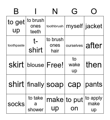 spanish vocab Bingo Card