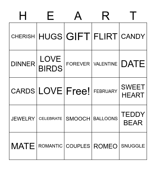 VALENTINE'S DAY Bingo Card