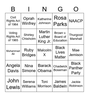 Lindsey Black History Month BINGO 2026 Bingo Card