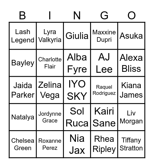 Women's Royal Rumble Bingo Card