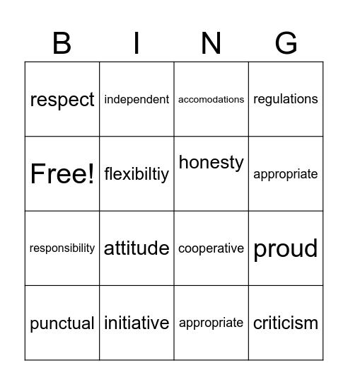 Employer Expectations Bingo Card