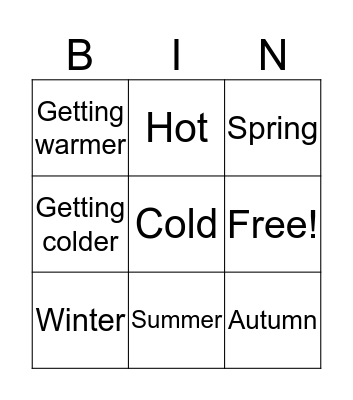 The Four Seasons Bingo Card