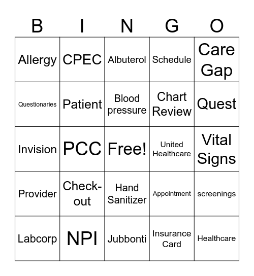 Friday OPCL BINGO Card