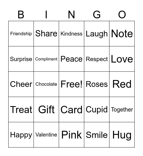 Valentines Bingo Card