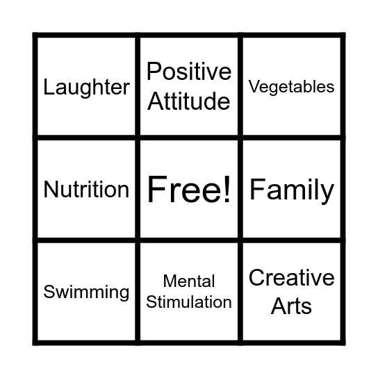 HEALTHY LIVING Bingo Card