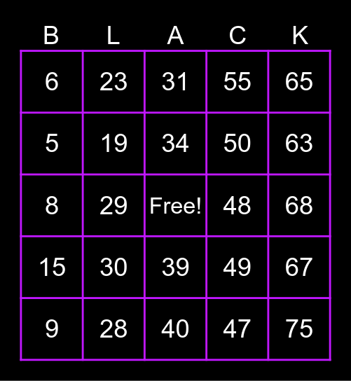 Black History Month Bingo Card