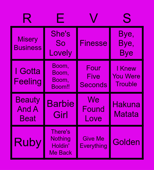 Banging Bangers 15 (Round 1) Bingo Card