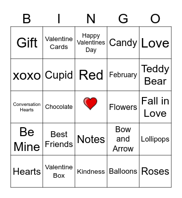 Valentine's Day Bingo Card