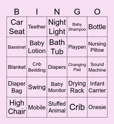 Baby Shower Bingo Card