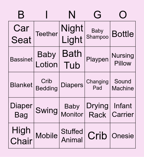 Baby Shower Bingo Card