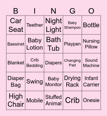 Baby Shower Bingo Card