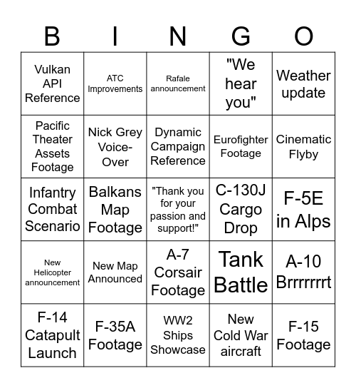 DCS 2026 AB Bingo Card