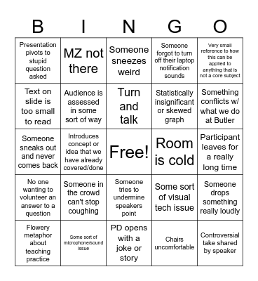 PD Bingo Card