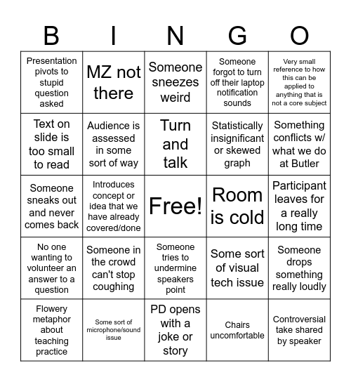 PD Bingo Card