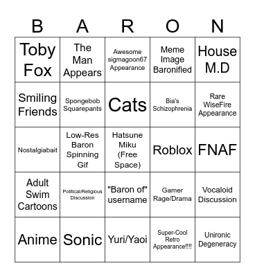 Baron of Bingo Card