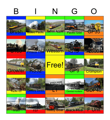 Black, Gray, Orange, Yellow and Red Engines Bingo Card