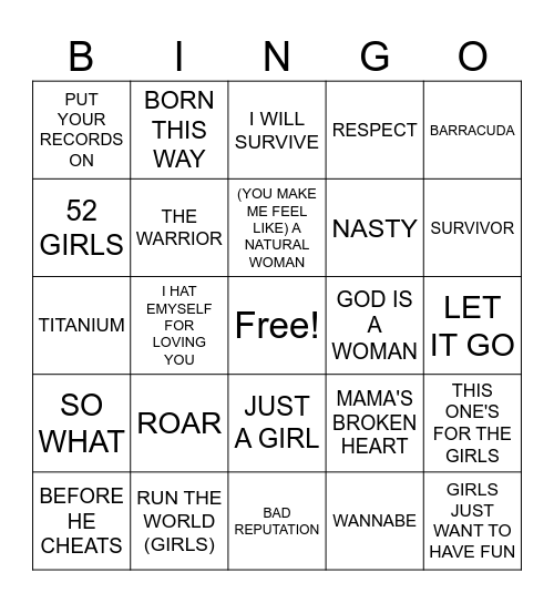 GIRL POWER Bingo Card